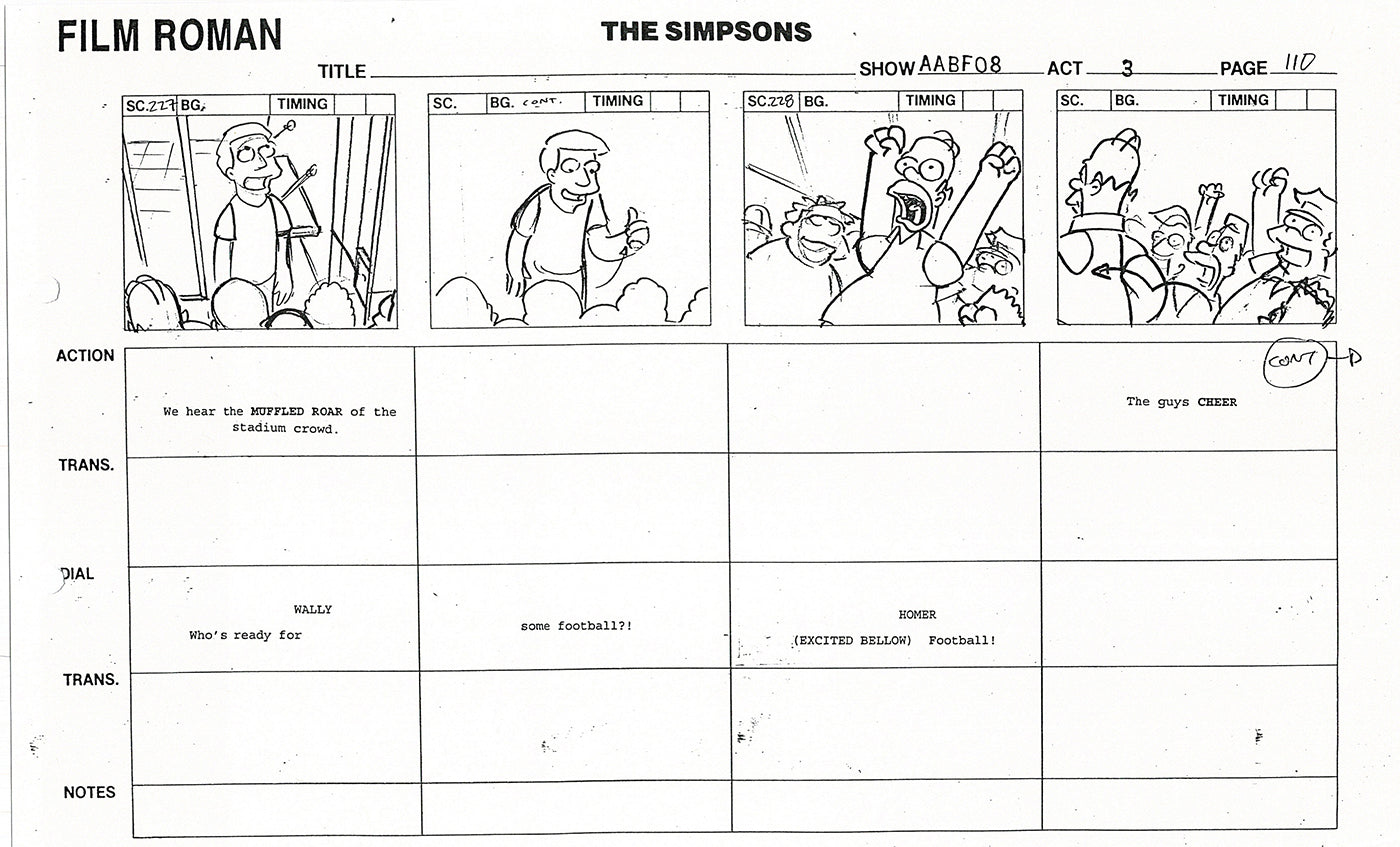 The Simpsons Production Animation Storyboard Copy Fox 1999 AS-22