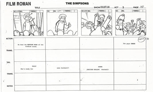 The Simpsons Production Animation Storyboard Copy Fox 1999 AS-22