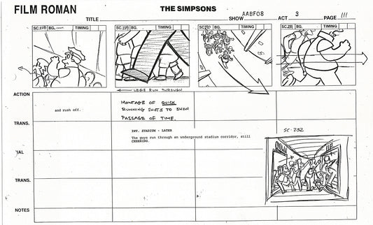 The Simpsons Production Animation Storyboard Copy Fox 1999 AS-23
