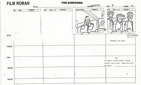 The Simpsons Production Animation Storyboard Copy Fox 1999 AS-24