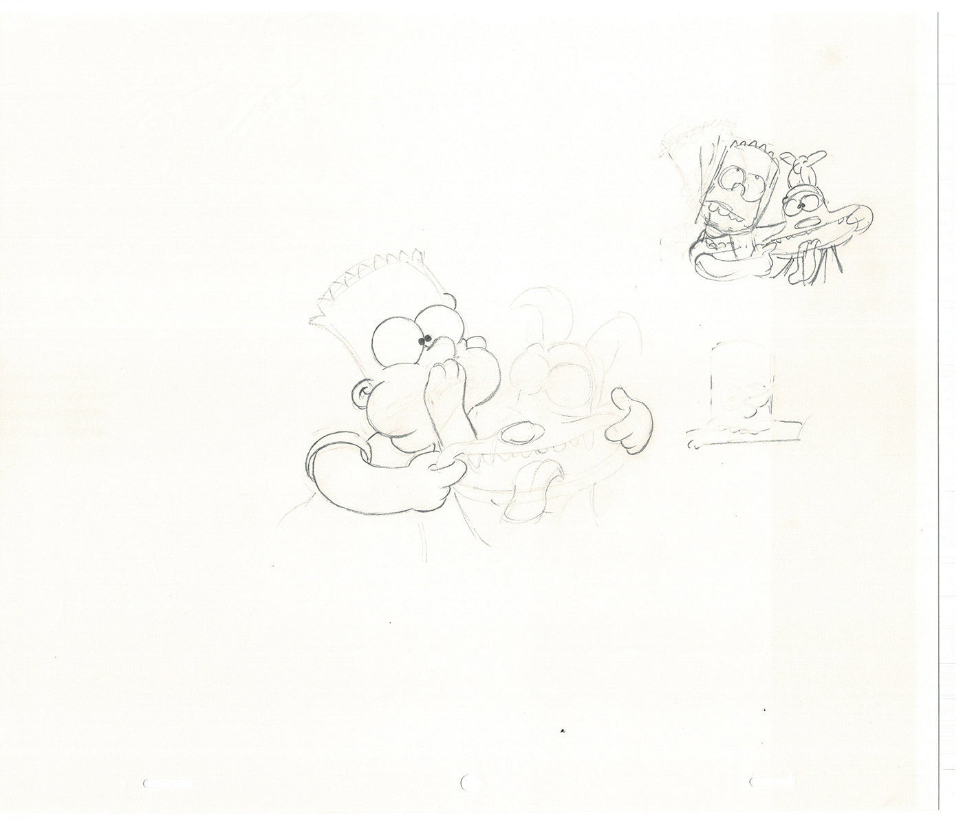 The Simpsons Bart and Santa's Little Helper Original Production Animation Cel Drawing 1992 Fox CD-026