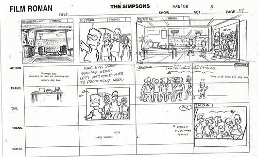The Simpsons Production Animation Storyboard Copy Fox 1999 AS-27