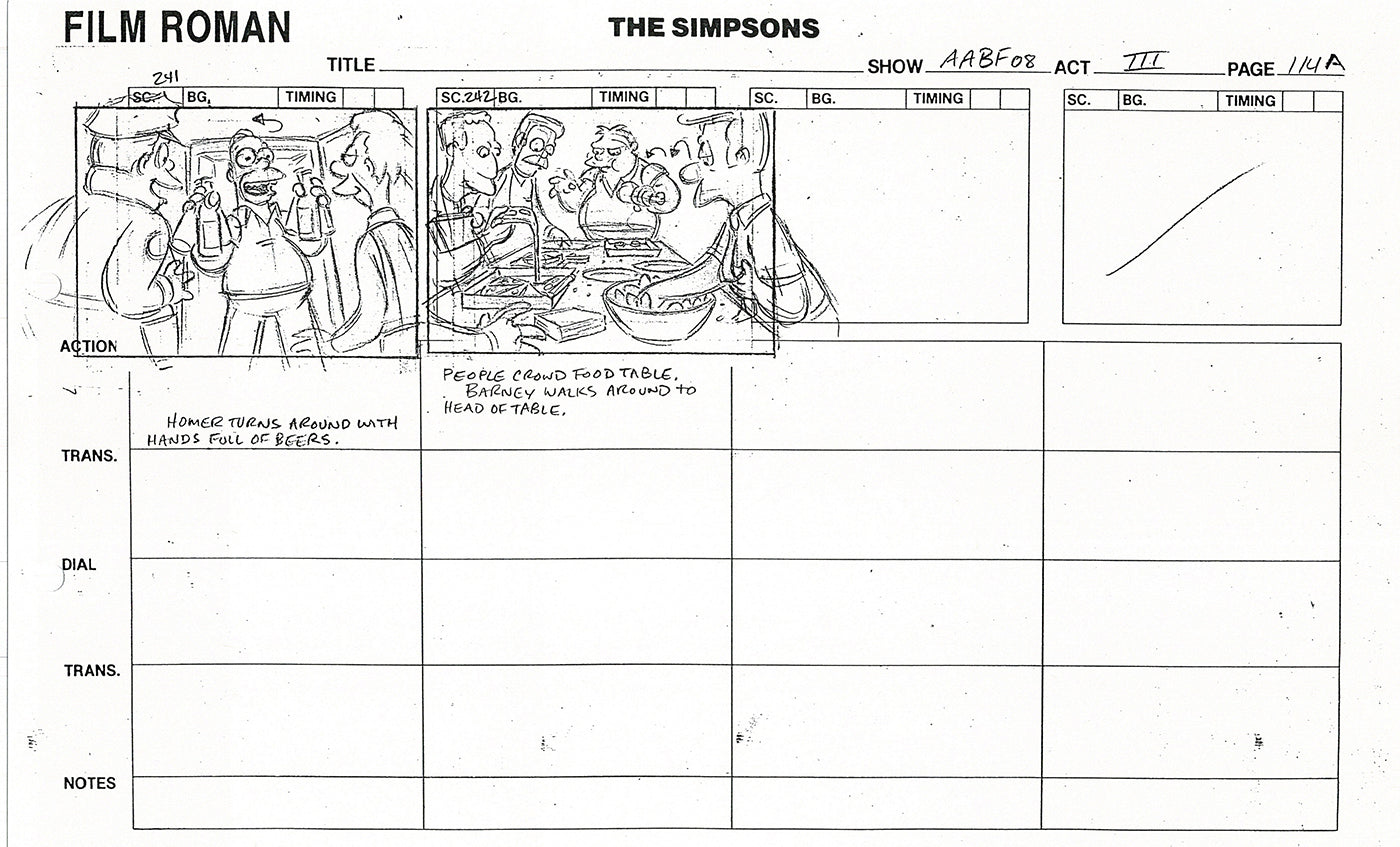 The Simpsons Production Animation Storyboard Copy Fox 1999 AS-28