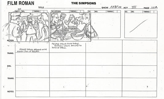 The Simpsons Production Animation Storyboard Copy Fox 1999 AS-28