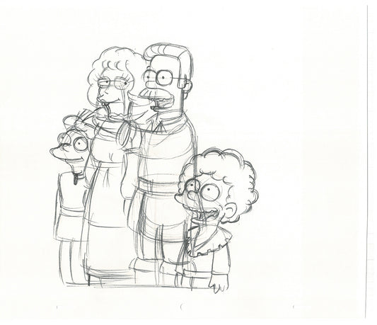 The Simpsons The Flanders Original Production Animation Cel Drawing likely from the 1990s-2000s Fox CD-029