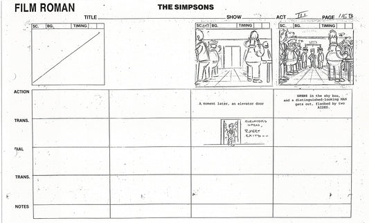 The Simpsons Production Animation Storyboard Copy Fox 1999 AS-31