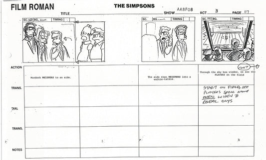 The Simpsons Production Animation Storyboard Copy Fox 1999 AS-33