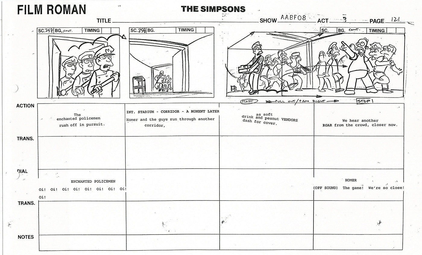 The Simpsons Production Animation Storyboard Copy Fox 1999 AS-37