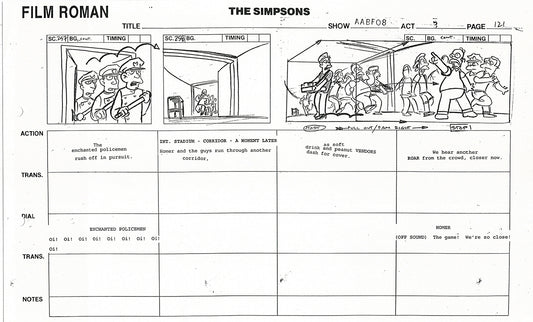The Simpsons Production Animation Storyboard Copy Fox 1999 AS-37