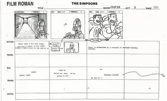 The Simpsons Production Animation Storyboard Copy Fox 1999 AS-38