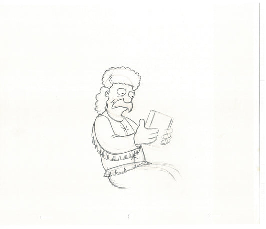 The Simpsons Jebediah Original Production Animation Cel Drawing likely from the 1990s-2000s Fox CD-038