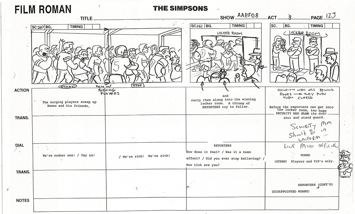 The Simpsons Production Animation Storyboard Copy Fox 1999 AS-39