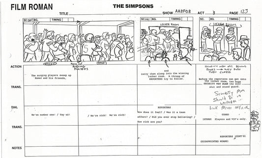 The Simpsons Production Animation Storyboard Copy Fox 1999 AS-39
