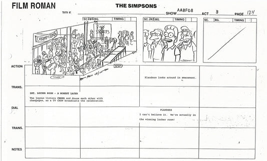The Simpsons Production Animation Storyboard Copy Fox 1999 AS-40