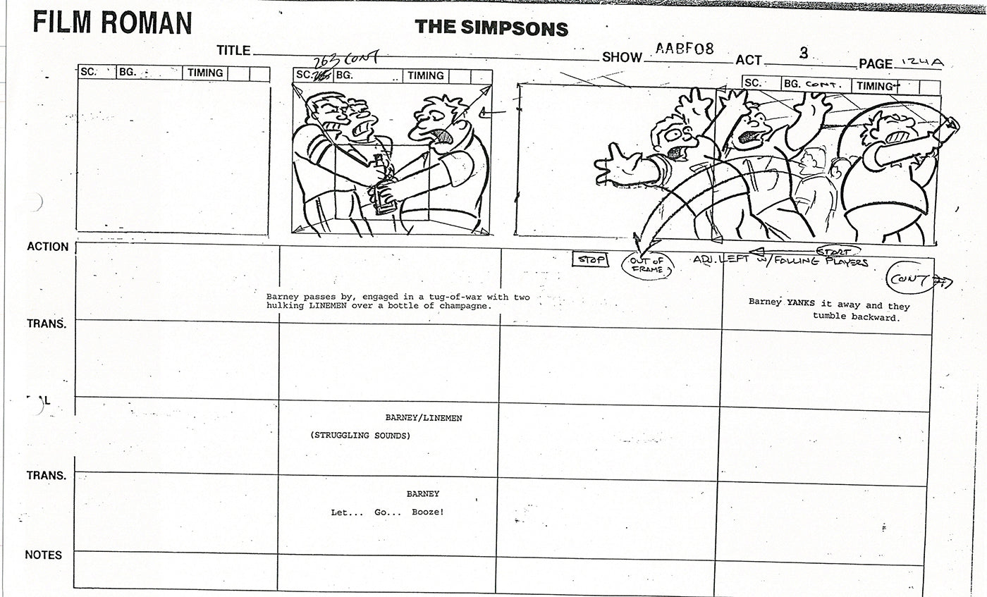 The Simpsons Production Animation Storyboard Copy Fox 1999 AS-41
