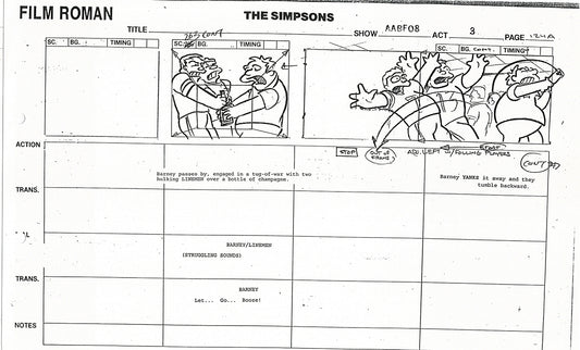 The Simpsons Production Animation Storyboard Copy Fox 1999 AS-41
