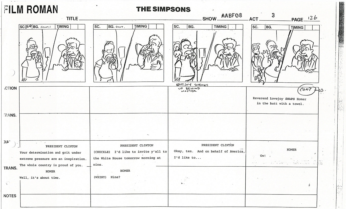 The Simpsons Production Animation Storyboard Copy Fox 1999 AS-43