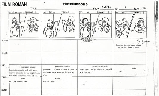 The Simpsons Production Animation Storyboard Copy Fox 1999 AS-43