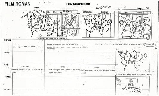 The Simpsons Production Animation Storyboard Copy Fox 1999 AS-46