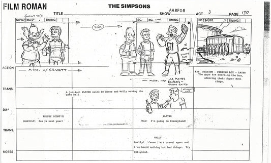 The Simpsons Production Animation Storyboard Copy Fox 1999 AS-47