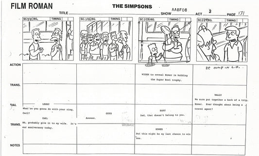The Simpsons Production Animation Storyboard Copy Fox 1999 AS-48