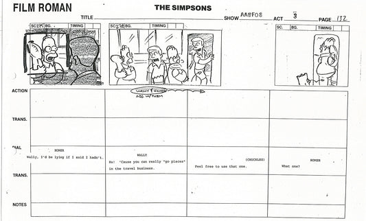 The Simpsons Production Animation Storyboard Copy Fox 1999 AS-49