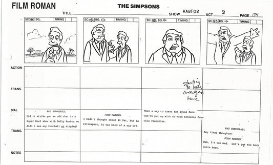 The Simpsons Production Animation Storyboard Copy Fox 1999 AS-51