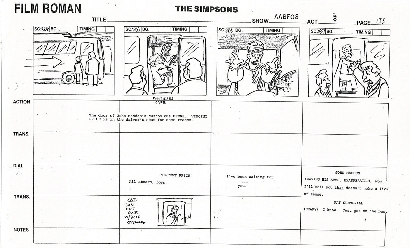 The Simpsons Production Animation Storyboard Copy Fox 1999 AS-52
