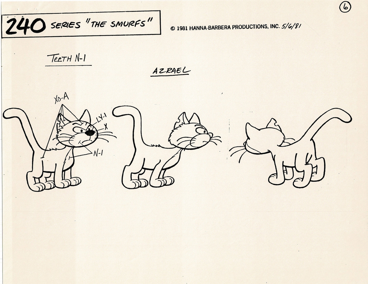 Smurfs Model Sheet Copy Group of 9 Pages 1981 Production Hanna Barbera Smurfette and Papa Smurf