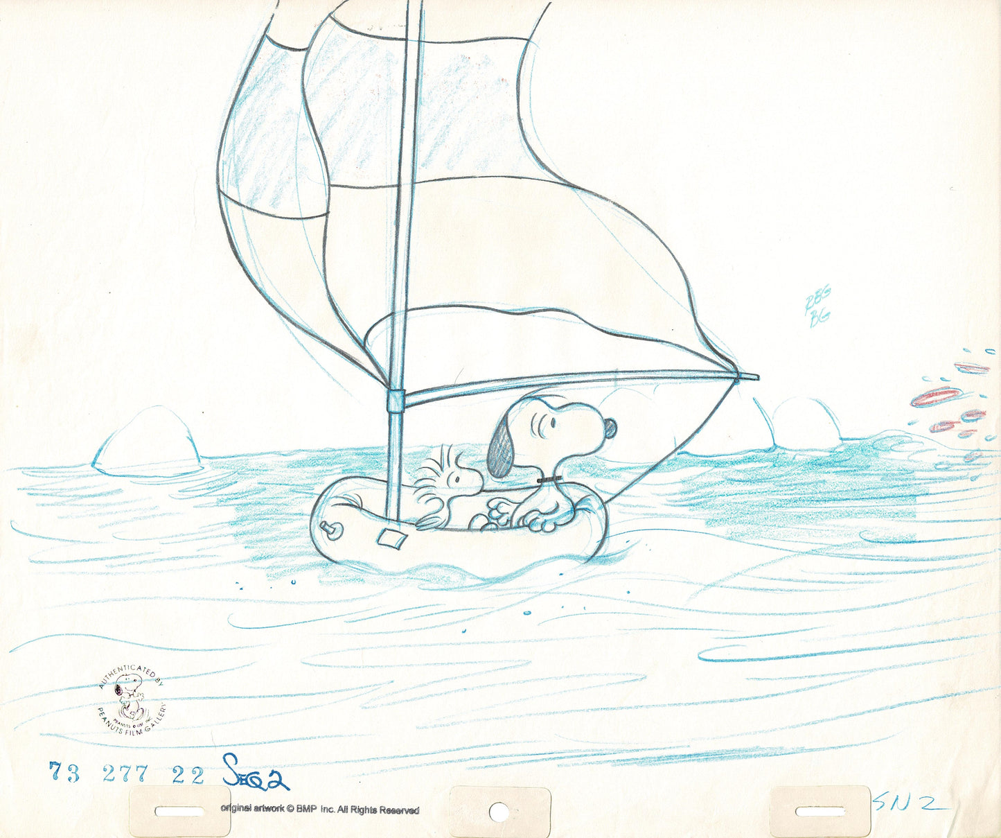 PEANUTS Snoopy and Woodstock Production Animation Cel and Drawing from 1977 Melendez Charles Schulz Studio-Direct Race For Your Life Charlie Brown 02