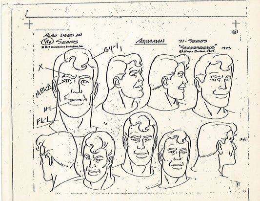 Superfriends 1977 Production Model Sheet Copy Page from Hanna Barbera mc7