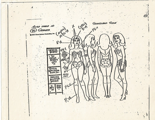 Superfriends 1977 Production Model Sheet Copy Page from Hanna Barbera mc9