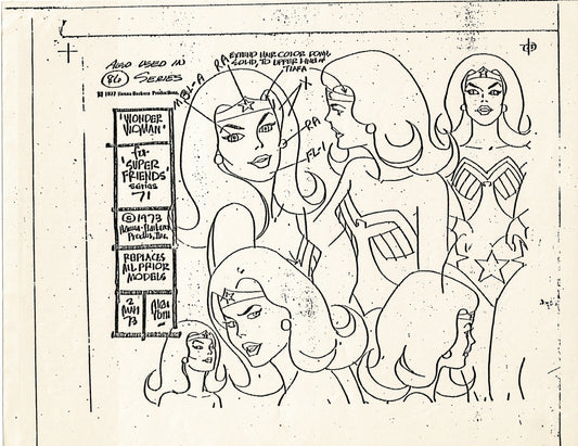 Superfriends 1977 Production Model Sheet Copy Page from Hanna Barbera mc10