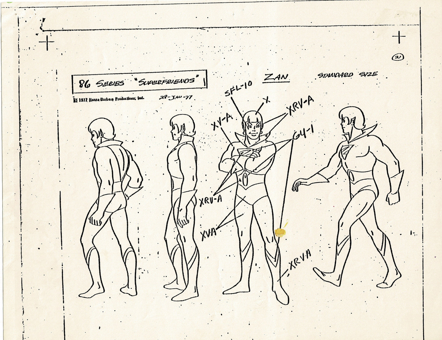 Superfriends 1977 Production Model Sheet Copy Page from Hanna Barbera mc11