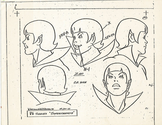 Superfriends 1977 Production Model Sheet Copy Page from Hanna Barbera mc12