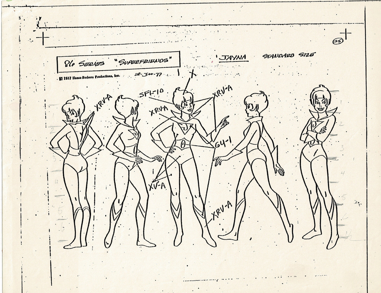 Superfriends 1977 Production Model Sheet Copy Page from Hanna Barbera mc13