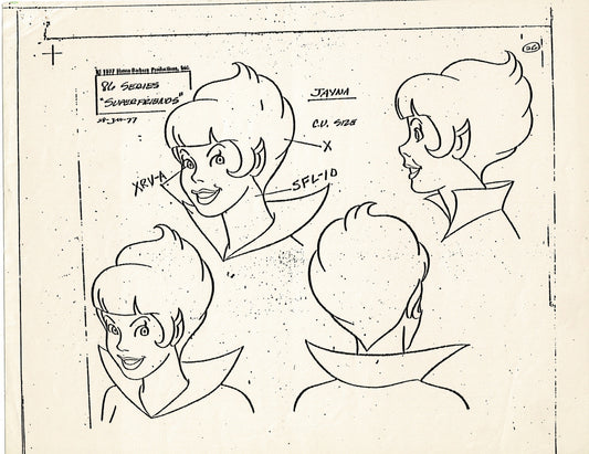 Superfriends 1977 Production Model Sheet Copy Page from Hanna Barbera mc14