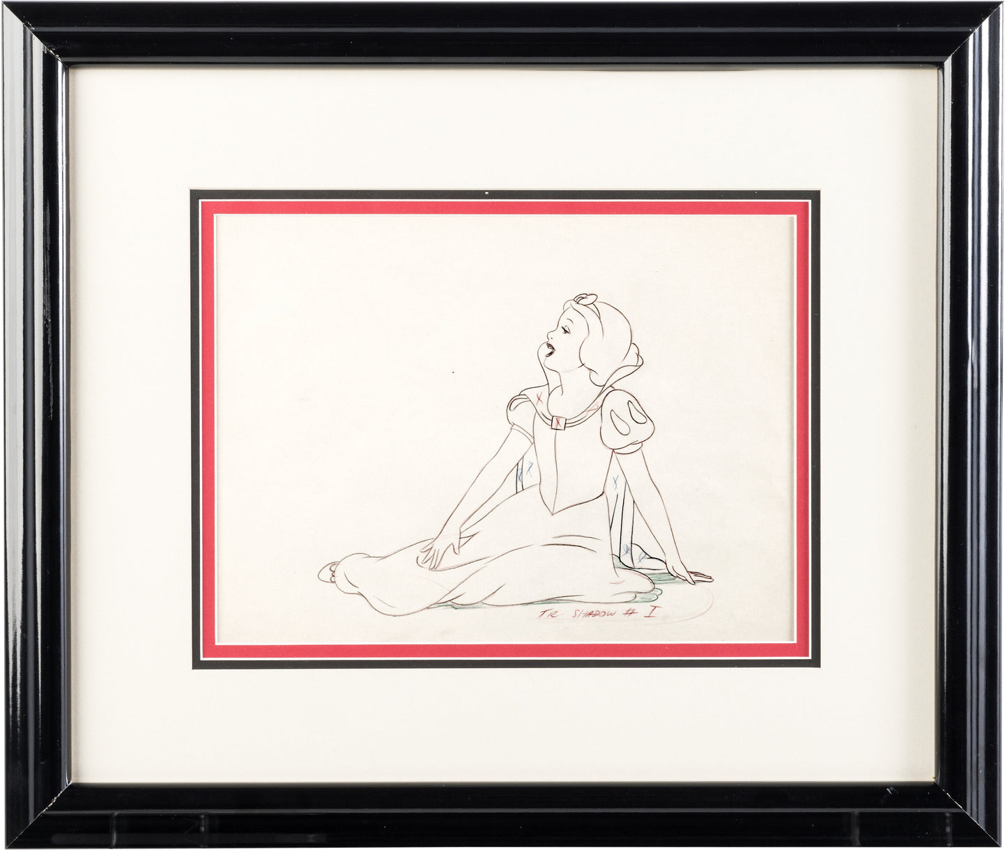 Snow White and the Seven Dwarfs Original Production Animation Cel Drawing from Walt Disney 1937 FRAMED