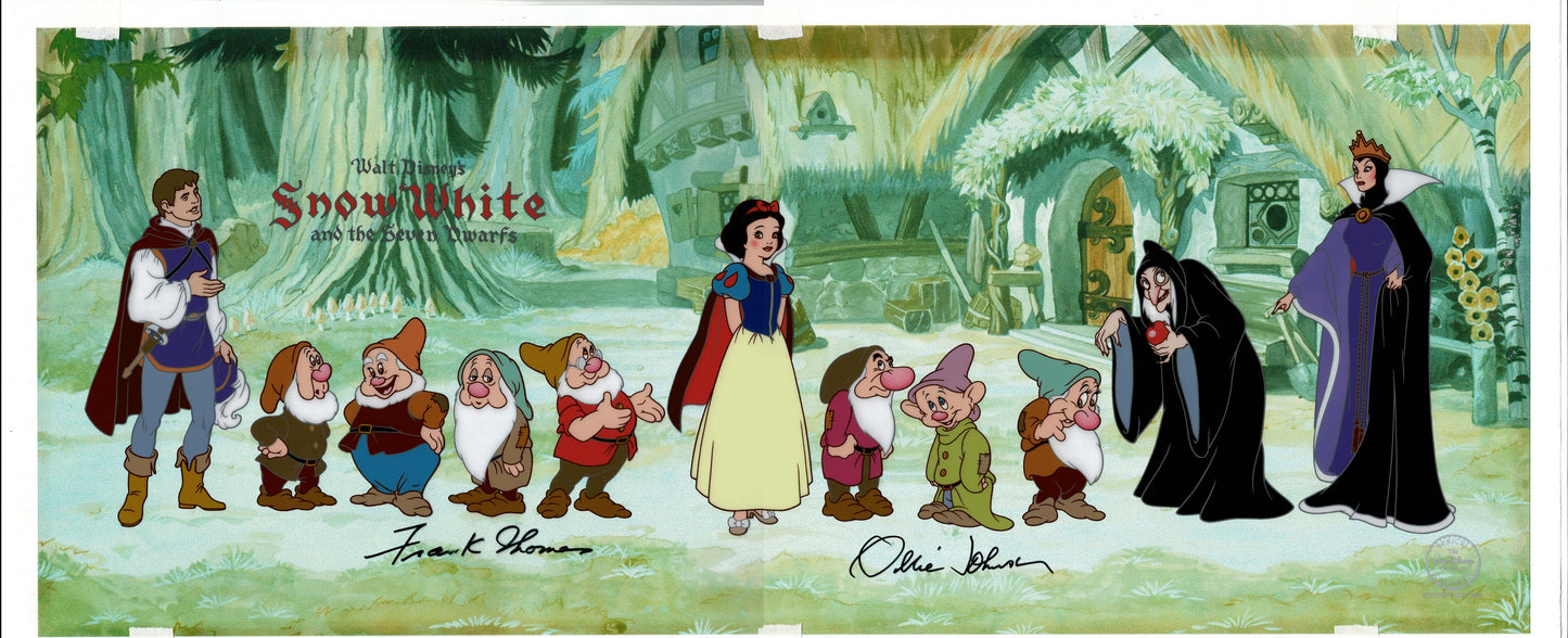 Snow White and the Seven Dwarfs Animation Sericel Disney Signed Frank Thomas and Ollie Johnston OHC