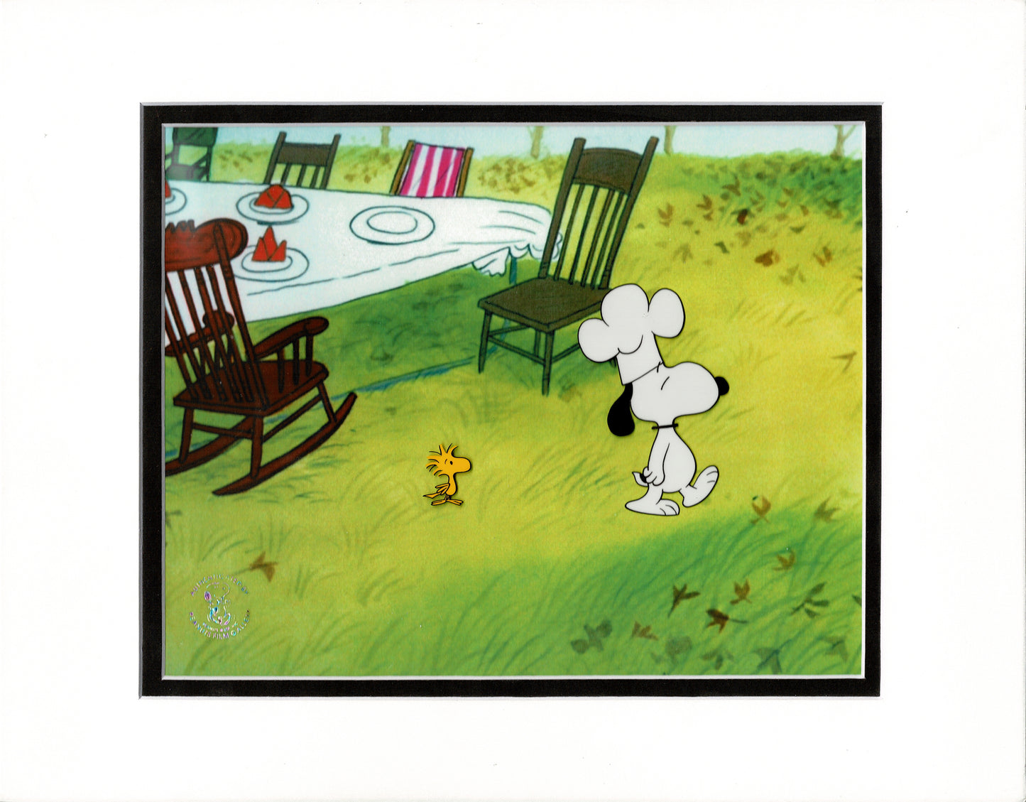 A Charlie Brown Thanksgiving PEANUTS Snoopy and Woodstock Animation Cel Setup and Drawings from 1973 Melendez Schulz T7