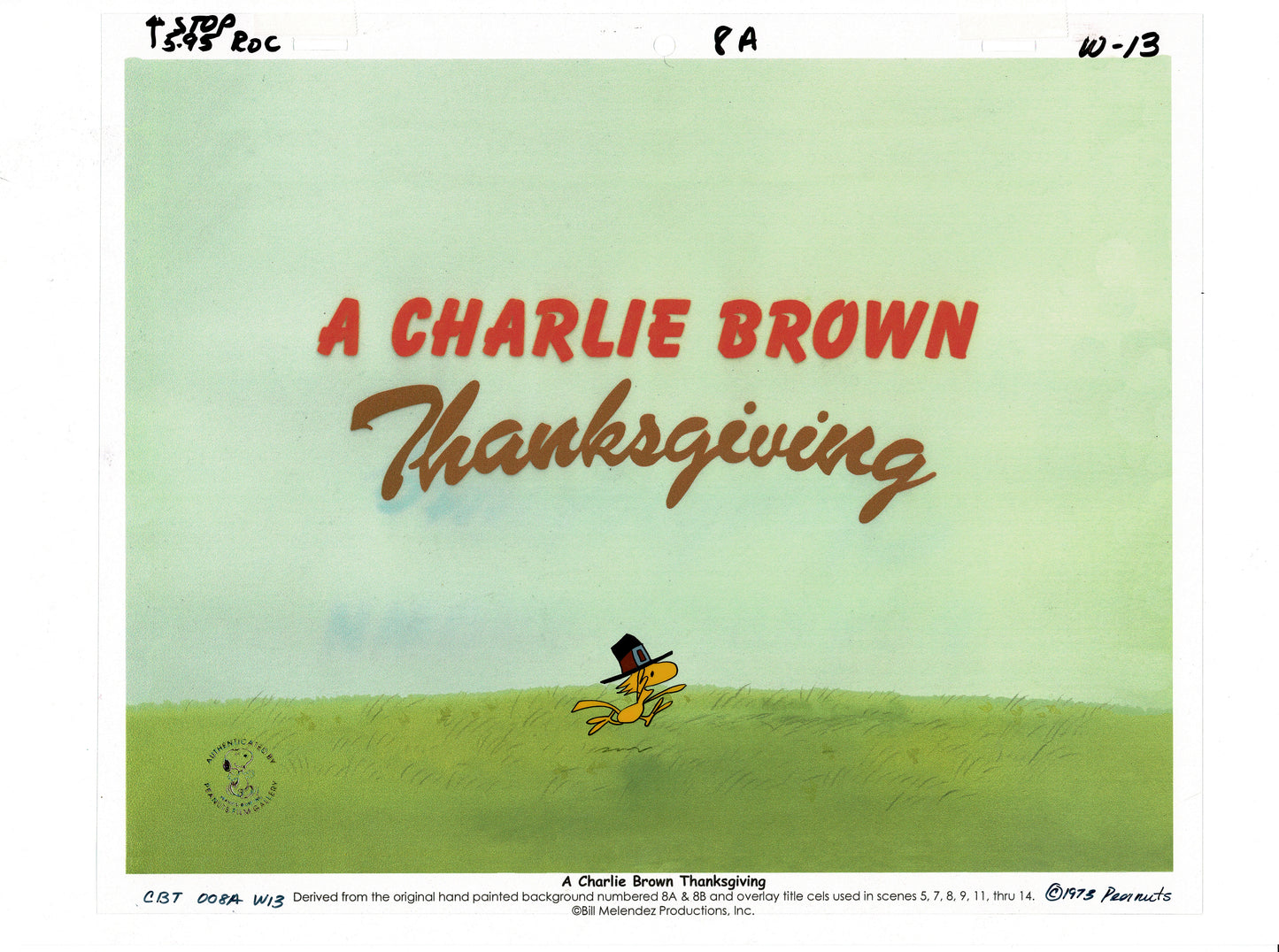 A Charlie Brown Thanksgiving PEANUTS Woodstock Animation Cel from 1973 Melendez Schulz 7 SEE DESC