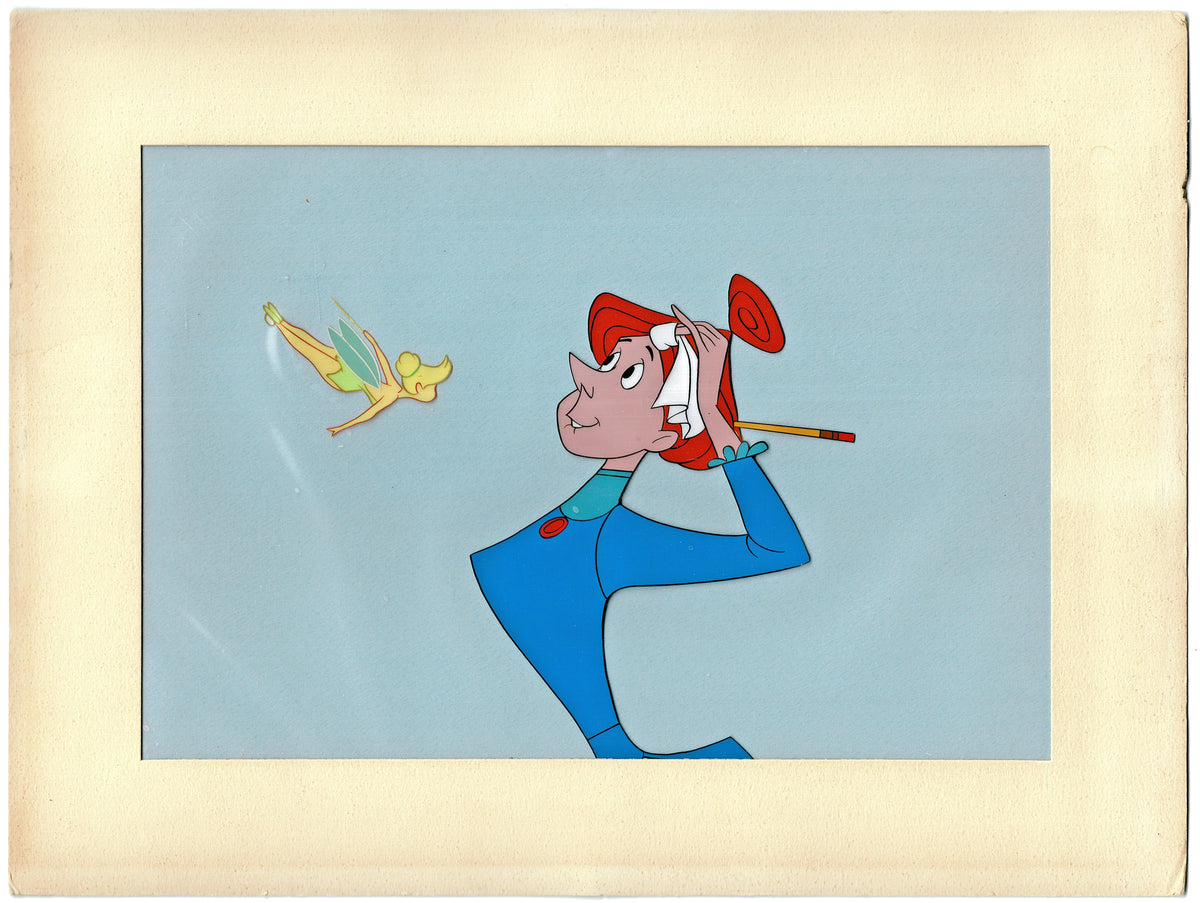 Tinker Bell Peter Pan and Teacher from Paul Bunyan Production Animation Cel Setup from Walt Disney Art Corner Gold Label
