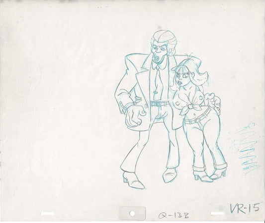 Hey Good Lookin Cartoon Production Animation Cel Drawing from Ralph Bakshi 1973-82 A-vr15