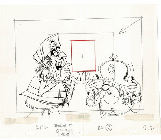 Captain Crunch and Jean LaFoote JAY WARD Commercial Animation Cel Layout Drawing Rocky Bullwinkle Studio 013