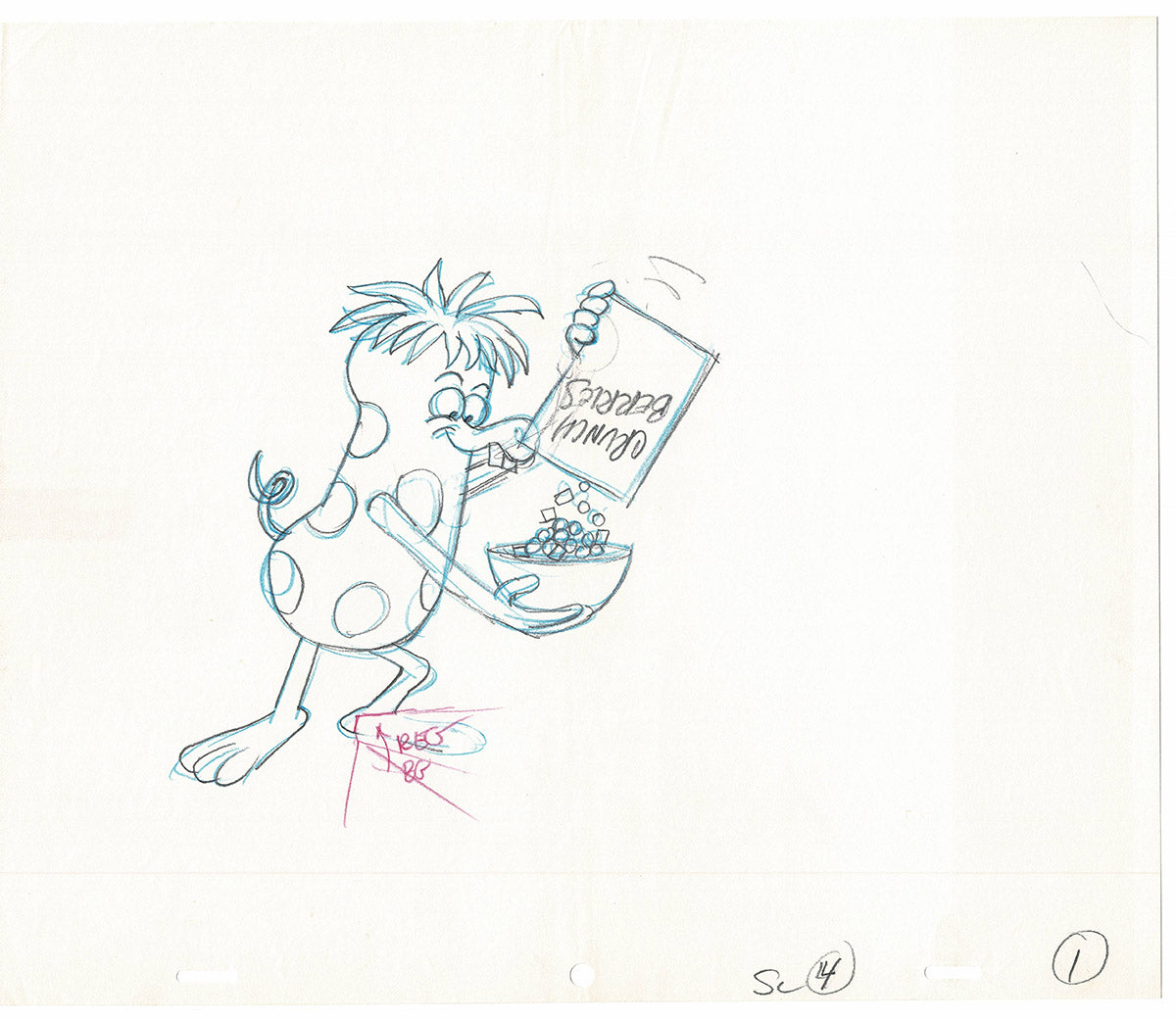 Jay Ward Crunch Berries Beast Animation Cel Drawing Commercial 1970's 017