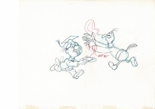 Jay Ward Professor Goody and Wallace the Waffle Whiffer AJ Animation Cel Drawing Commercial 1970's 023