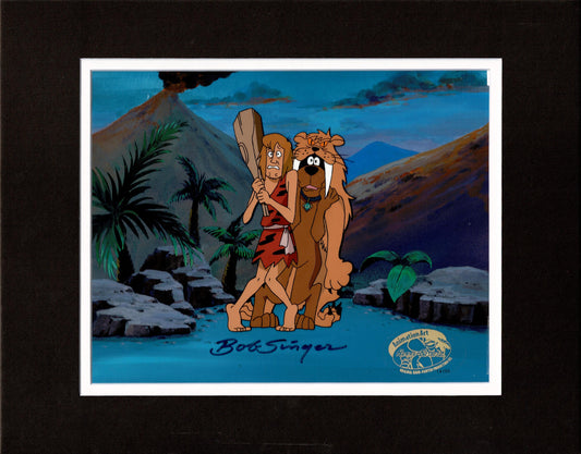 Scooby Doo and Shaggy The Witch's Ghost Key Master Setup - Production Animation Cel AND Original Background WITH Matching Production Drawing from Hanna Barbera Signed by Bob Singer 1999