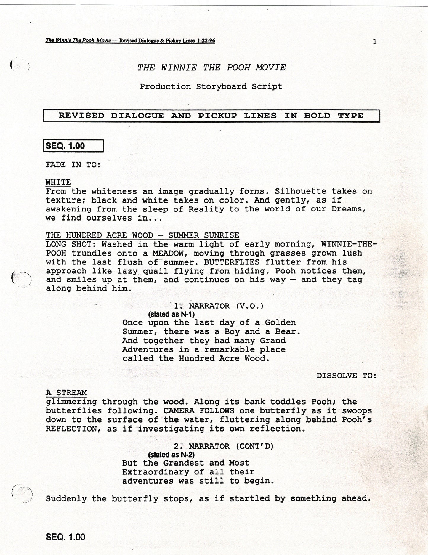 Winnie the Pooh Grand Adventure Disney Production Script Copy grp 1997 96f