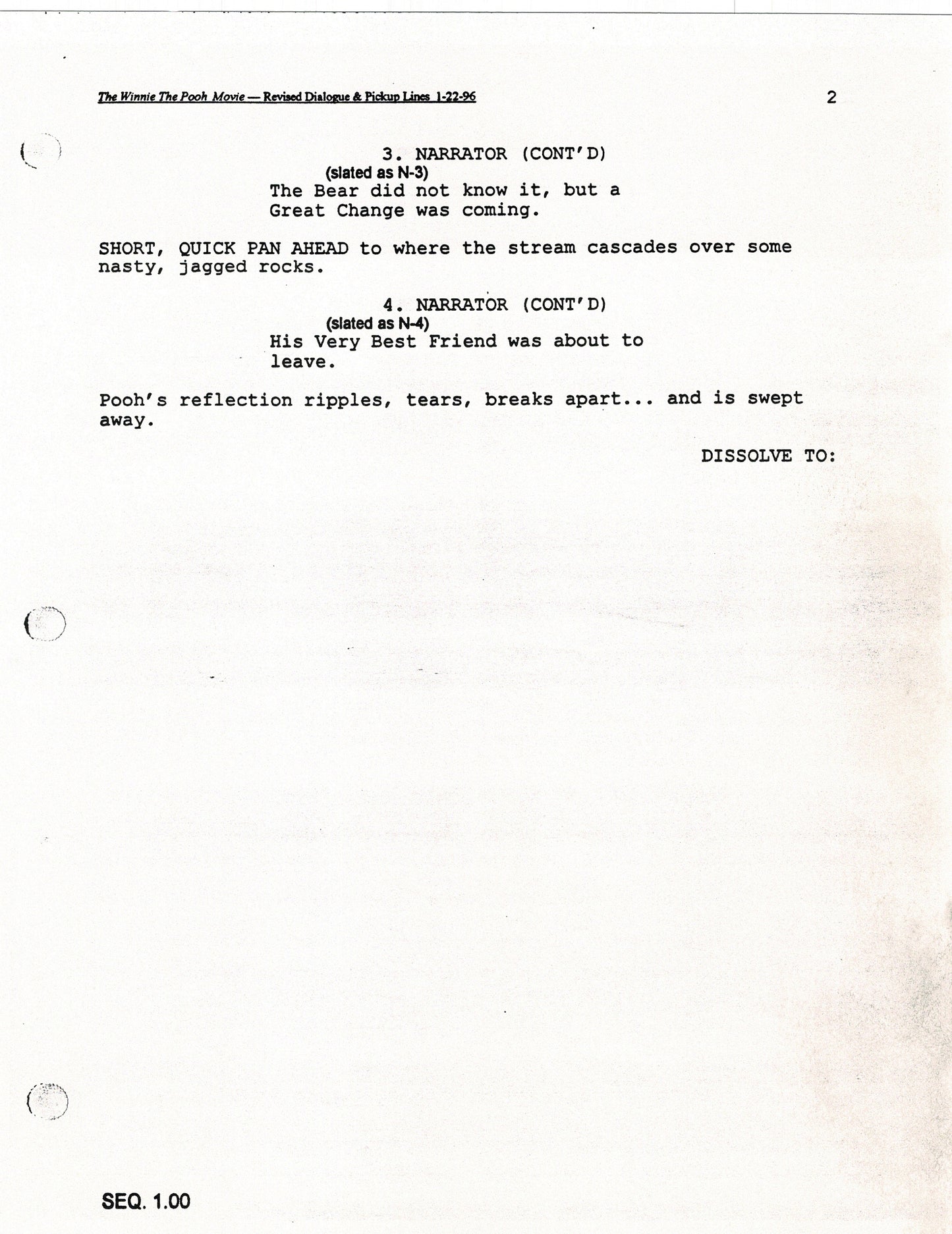 Winnie the Pooh Grand Adventure Disney Production Script Copy grp 1997 96f