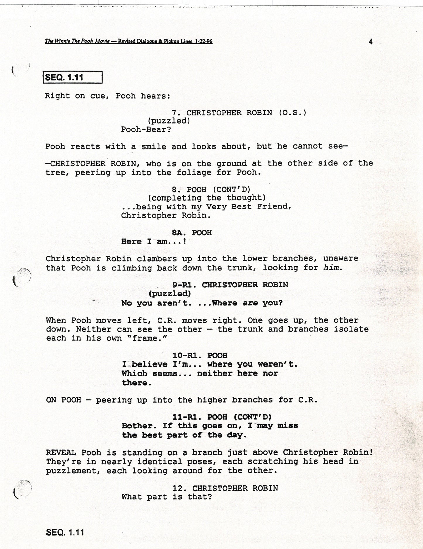 Winnie the Pooh Grand Adventure Disney Production Script Copy grp 1997 96f